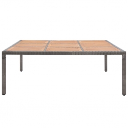 Stół ogrodowy, szary, 200x200x74 cm, rattan PE i akacja