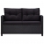 2-osobowa sofa ogrodowa z poduszkami, czarna, 124 cm, rattan PE