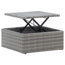 Leżanka ogrodowa z daszkiem, szara, 200x60x124 cm, rattan PE