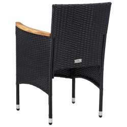 Krzesła ogrodowe, 2 szt., polirattan, czarne