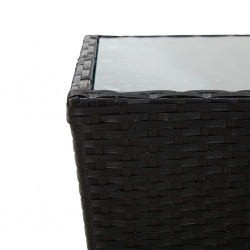 Stolik herbaciany, czarny, 41,5x41,5x43 cm, rattan PE i szkło