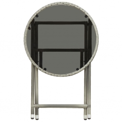 Stolik herbaciany, szary, 60 cm, rattan PE i szkło hartowane