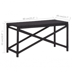 Ławka ogrodowa, 80 cm, polirattan, czarna