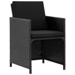 9-cz. zestaw mebli ogrodowych z poduszkami, rattan PE, czarny