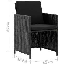 9-cz. zestaw mebli ogrodowych z poduszkami, rattan PE, czarny