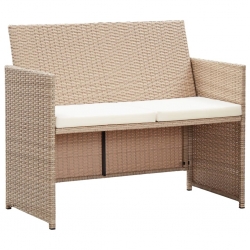 2-osobowa sofa ogrodowa z poduszkami, polirattan, beżowa