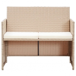 2-osobowa sofa ogrodowa z poduszkami, polirattan, beżowa