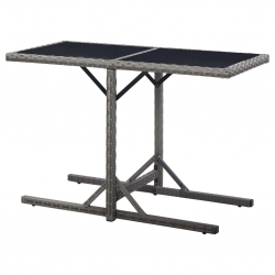 Stół ogrodowy, antracytowy, 110 x 53 x 72 cm, szkło i polirattan