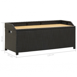 Ławka ogrodowa ze schowkiem, 120 cm, polirattan, czarna