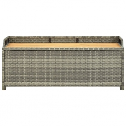Ławka ogrodowa ze schowkiem, 120 cm, polirattan, szara