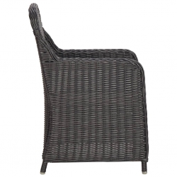 3-częściowy zestaw mebli bistro, poduszki, rattan PE, czarny