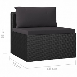 7-cz. zestaw wypoczynkowy do ogrodu, poduszki, rattan PE czarny