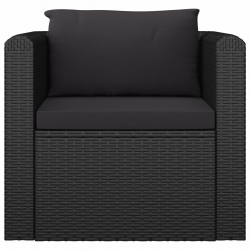 Fotel z poduszką, polirattan, czarny