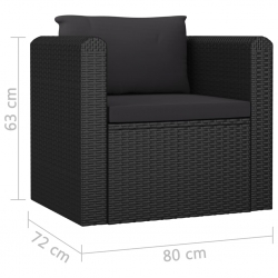 Fotel z poduszką, polirattan, czarny