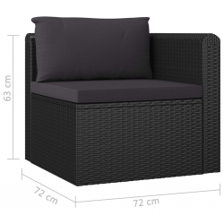 2-częściowa sofa ogrodowa, z poduszkami, polirattan, czarna