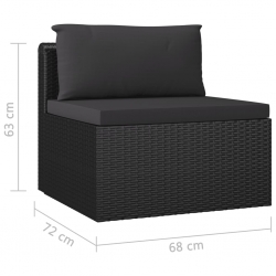 3-częściowa sofa ogrodowa, poduszki, rattan PE, czarny