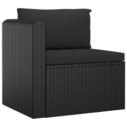 4-częściowa sofa ogrodowa, poduszki, rattan PE, czarna