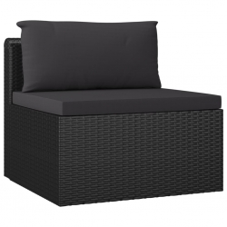 4-częściowa sofa ogrodowa, poduszki, rattan PE, czarna