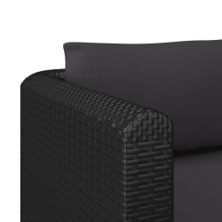 4-częściowa sofa ogrodowa, poduszki, rattan PE, czarna