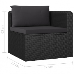 4-częściowa sofa ogrodowa, poduszki, rattan PE, czarna