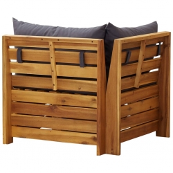 Moduł sofy narożnej, 1 szt., z poduszkami, lite drewno akacjowe