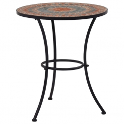 Mozaikowy stolik bistro, pomarańczowo-szary, 60 cm, ceramiczny