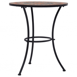 Mozaikowy stolik bistro, pomarańczowo-szary, 60 cm, ceramiczny
