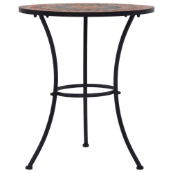 Mozaikowy stolik bistro, pomarańczowo-szary, 60 cm, ceramiczny