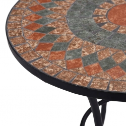 Mozaikowy stolik bistro, pomarańczowo-szary, 60 cm, ceramiczny