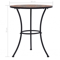 Mozaikowy stolik bistro, pomarańczowo-szary, 60 cm, ceramiczny