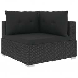 5-częściowy zestaw mebli do ogrodu, poduszki, rattan PE, czarny