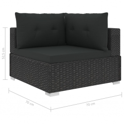 5-częściowy zestaw mebli do ogrodu, poduszki, rattan PE, czarny