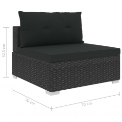 5-częściowy zestaw mebli do ogrodu, poduszki, rattan PE, czarny