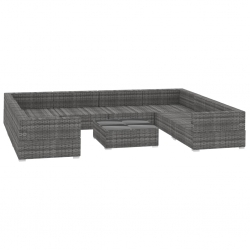 9-cz. zestaw wypoczynkowy do ogrodu, poduszki, rattan PE, szary