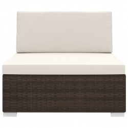 Środkowa sofa z poduszką, 1 szt., polirattan, brązowa