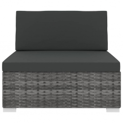 Środkowa sofa z poduszką, 1 szt., polirattan, szara