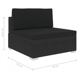 Środkowa sofa z poduszką, 1 szt., polirattan, czarna