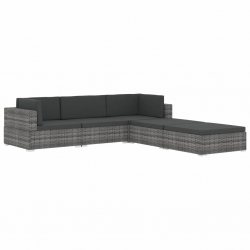 Środkowa sofa z poduszką, 1 szt., polirattan, czarna
