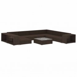 10-cz. zestaw mebli do ogrodu, poduszki, rattan PE, brązowy