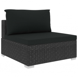 10-cz. zestaw mebli do ogrodu, poduszki, rattan PE, czarny