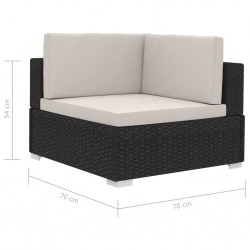 Fotele narożne z poduszkami, 2 szt., polirattan, czarne