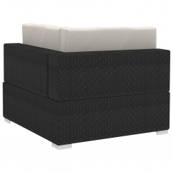 4-częściowa sofa ogrodowa, poduszki, rattan PE, czarna