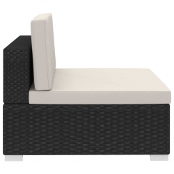 4-częściowa sofa ogrodowa, poduszki, rattan PE, czarna