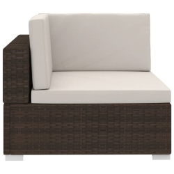 4-częściowa sofa do ogrodu, z poduszkami, polirattan, brązowa