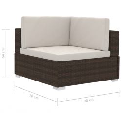 4-częściowa sofa do ogrodu, z poduszkami, polirattan, brązowa