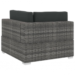4-częściowa sofa do ogrodu, z poduszkami, polirattan, szara