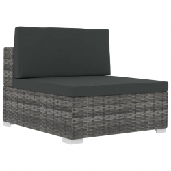 4-częściowa sofa do ogrodu, z poduszkami, polirattan, szara