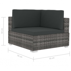 4-częściowa sofa do ogrodu, z poduszkami, polirattan, szara