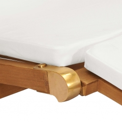 Leżak  z poduszką, kolor śmietankowy, lite drewno tekowe