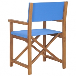 Krzesło reżyserskie, lite drewno tekowe, niebieskie